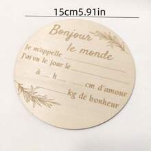 1 pièce Panneau de bienvenue en bois, design sculpté "Bonjour Le Monde", bois naturel, convient aux nouveaux parents et aux adolescents, cadeau pour les futures mères