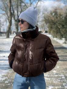 Elegant,Chic,Winter Clothes For Women,Jackets For Ladies,Vest,Coats For Women,Ladies Jackets Winter,Jackets For Women, Puffer Jacket Women,Winter,Y2k,Coats,Formal,Country,Coffee Brown,Brown Jacket,Spring,New Year,Vacation - Brown - View 8