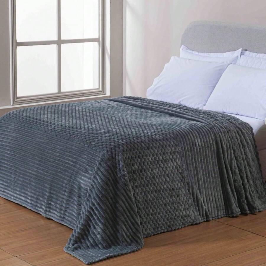 Soft And Warm Zurich Blanket - Xám đậm - Xem 1