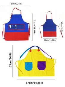 hoojojo 1 Peça Avental Criativo, Azul, Amarelo, Tamanho, Avental com Bolso, Avental de Drama, Livro de Imagens de Histórias, Adereços de Narração de Histórias, Adereços de Jogos Interativos, Família, Sala de Aula, Festa, Materiais Didáticos, Volta às Aulas