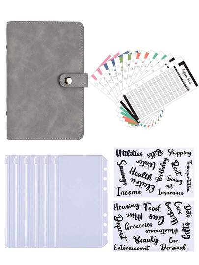 A6 Size Soft Leather Snap Button Binder With Cash Envelope Pocket, Budget Planner Refillable Organizer Wallet For Traveller Daily Cash Savings Notebook Ledger,Back To School,School Supplies,Savings Plan,Biweekly Savings Plan,10000 Savings Plan,Savings Strategy