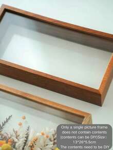 1个13*26厘米亚克力方形相框 - 透明镂空设计，深色木纹装饰，简约风格，适合DIY展示：小型摆件、植物标本、照片和书法装饰 - 深木色 - 查看 3
