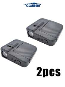GLANBERT 2 piezas Luces LED de bienvenida con patrón de fibra de carbono, luces de proyección de logotipo inalámbricas, luces de cortesía decorativas con sensor automático compatibles con BMW, Audi, Opel, Mercedes-Benz, etc.
