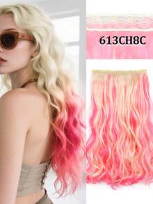 Peluca sintética ondulada de 18 pulgadas, extensiones de cabello con 5 piezas de clip, hechas de fibra sintética, resistente al calor, disponible en negro/rojo, adecuado para uso diario y vacaciones - Multicolor - Ver 13