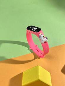 4pcs Kids & Teens Sports Electronic Watch M3, New LED Touch Screen, Cute Designs Like Rainbow Horse, Bunny, Rocking Horse, Fashionable Outdoor Sports, Convenient For School, Gift For Friends, Holiday Gift, Children & Teen Gift Watch Surprise Set