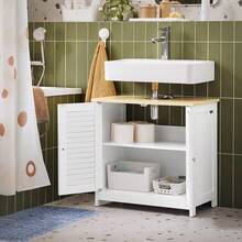SoBuy Bathroom Base Cabinet FRG237-WN - 白色+卡其色 - 查看 4