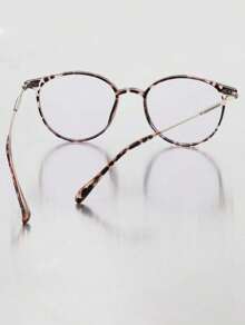 1pc Women's Round Daily Versatile Color Changing Minimalist Fashion Plano Lenses Glasses, Suitable For Going Out, School & Work