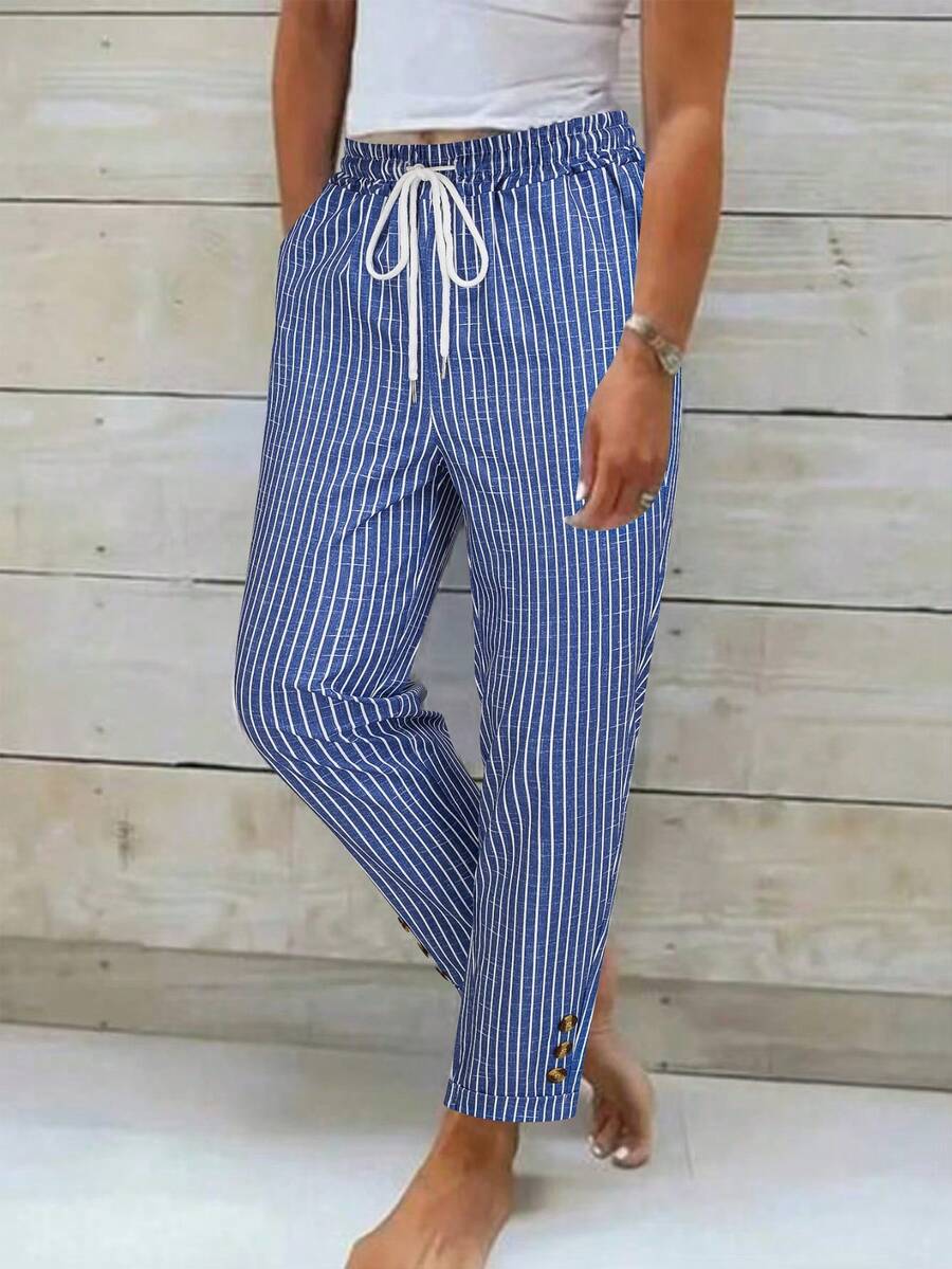 Women's Fashion Casual Printed Striped Pants
