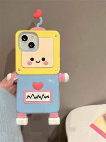 Cute Phone Case 3d Adorable Robot Design Phone Case Compatible With Apple 14 Pro Max, 15 Silicone, 11 Creative, 12 Sense Of Superiority, 13 Waterproof Shockproof Anti-Fall Scratch Resistant - Multicolor - View 4