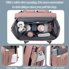 Baby Mommy Diaper Backpack Portable Baby Travel Bassinet Bag With Portable Changing Pad With 13 Pockets Mommy Bag Crib (PINK/BLUE) - Màu xanh hải quân - Xem 9