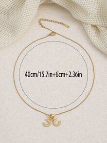 1 件时尚双 C 吊坠项链，钛钢颈链，百搭优雅，适合女性 - 金色 - 查看 5