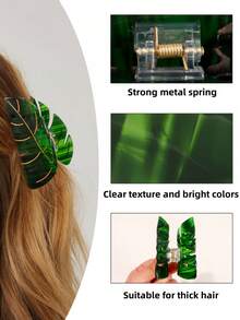 1pc Women's High-End Street Creative Leaf Design Large Hair Claw - Elegant Sweet Versatile Acrylic Hair Clip - Non-Slip Strong Fashion Headpiece - Suitable For Thick, Dense Hair - Suitable For Holidays, Parties, Daily Use And Gifts Hair Accessories Fashion Hair Claw Clips Autumn Accessories Fall Hair Clutch Winter Accessories - Multicolor - View 3
