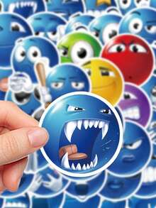 50pcs Cartoon Blue Bean MEME Stickers Suitable For Luggage, Laptop Notebooks, Scrapbooks, Classroom Decorations, And As Holiday Gifts For Good Friends.
