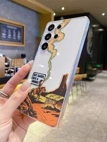 1pc Western Cowboy Style Phone Case, Precise Cutout Camera Lens Protection Compatible With Samsung, Nothing, Pixel, INFINIX, Redmi - Clear - View 4