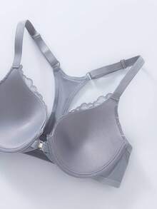 6 件女士蕾丝钢圈聚拢文胸，时尚性感前扣内衣文胸 - 彩色 - 查看 6