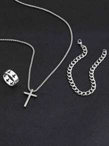 4 pièces/3 pièces Ensemble de bijoux pour hommes, collier, bracelet, bague, convenant à la décoration quotidienne