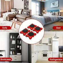 5-Piece Upgraded Durable Furniture Moving Slider Set - Heavy-Duty Portable Roller Base Tool For Single-Person Operation | Effortless Large Item Mover For Refrigerators, Sofas & Cabinets - Labor-Saving Floor Protection Design For Home, Office & Apartment Relocation