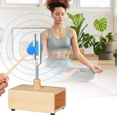 Diapasones de afinación de chakras a 432Hz / 528Hz con caja de resonancia y mazo, perfectos para terapia de sonido, yoga, meditación y relajación
