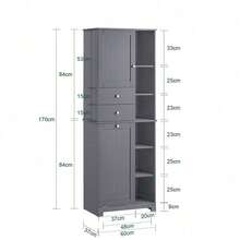 SoBuy Bathroom Tall Cabinet Cupboard Bathroom Storage Cabinet With Laundry Basket Dark Grey W60 X D37 X H170cm BZR104- Home Bathroom Decor Bathroom Organizer Summer Bathroom Accessories - Grey - View 3