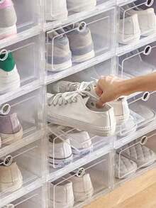6/12个装透明塑料鞋盒，卧室收纳盒，可折叠翻盖，透明鞋柜，可放置于床下 - 彩色 - 查看 10