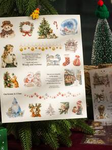 18 adesivos recortados com tema de Natal, material duplo, adequados para scrapbooking, presentes, escritório, casa, etiquetagem, etiquetas, sala de aula, brinquedos, agenda de estudantes, decoração vintage criativa faça você mesmo