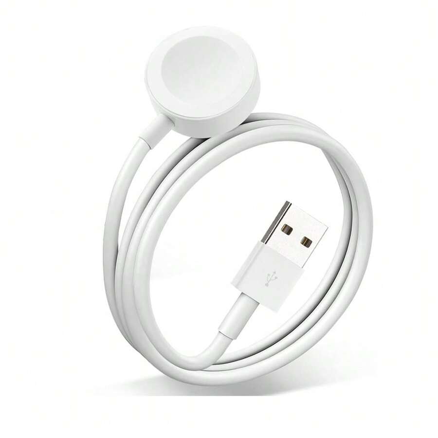 1 pieza Cable de carga magnético inalámbrico de 3.3ft/100cm compatible con Apple Watch Series Ultra/Ultra2/9/8/7/SE/6/5/4/3/2/1, cable de carga eficiente - Blanco - Ver 1