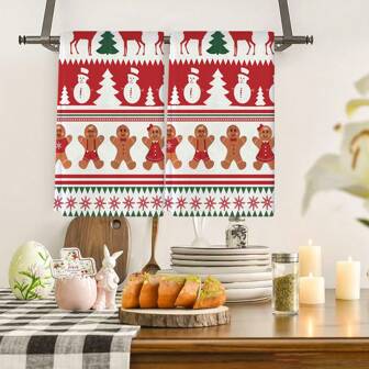 2 Pieces Set Of Holiday Christmas Themed Napkins -40x60 Cm, Striped And Snowflake Design, Geometric Pattern, Polyester Tea Towel, Used For Kitchen And Dining Decoration, Machine Washable, Ideal Holiday Gift, Christmas Kitchen Decoration, Modern Christmas Design, Durable Kitchen Towel, Christmas Kitchen Decoration, Perfect For Christmas Use.