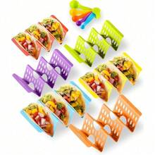 ‌12-Piece Nesting Taco Serving Set - Stackable Interlocking Dinnerware With Non-Slip Base - Space-Saving Dishwasher-Safe Shell Holders For Mexican Night Outdoor Party Food Truck Game Day Buffet Entertaining‌ - Set of 6 - View 8