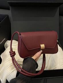 Ví đựng tiền xu kim loại thời trang mới dành cho nữ, túi xách da PU màu trơn - Màu Đỏ Sâu - Xem 11