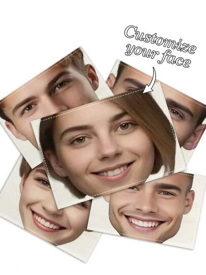 1pc Customized Linen Photo Placemat, Funny Pillow Case For Singles Party, Wedding Gift, Bride & Groom Face Decor, Cut-Out Head Design, Young & Quirky Style, Customized Face Photo DIY Placemat, Customized Photo Print For Lover, Kids, Pets, Friends, Heat-Resistant Coaster For Home, Hotel, Restaurant, Holiday Party, Suitable For Couples, Parents, Anniversary, Birthday, Valentine''s Day, Customized Photo Printing | Multi-Purpose