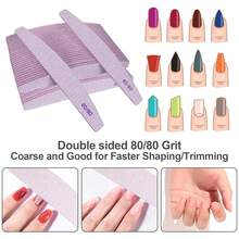 80/80 Grit Nail Files (10 Pack), Emery Boards For Acrylic Nails And Gel Nails, Coarse Nail File Double Sided 80 Grits Emory Professional Nail Filers Reusable Washable Manicure Curved Gray-76818 - 50片80/80粗砂弧形灰色 - 查看 4