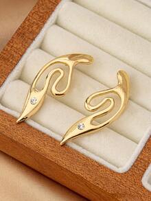 1 Pair Exaggerated Hollow Design Women's Earrings, European And American Style - White Gold Geometric Earrings - View 25