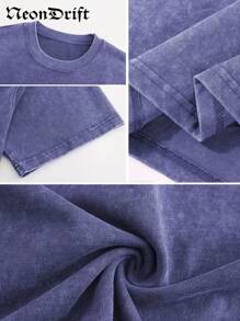 Y2K, Cool,UFO,Outdoor Sport,Modern Streets,Fashionable Pure Cotton Vintage Washed Men's T-Shirt, A Surprise Gift For Family And Friends, With Drooping Shoulder Sleeves And Round Neck,High-Quality Batik Cotton Retro Fashion Brand T-Shirt,A Certain Thickness Suitable For Summer T-Shirts, Holiday Gifts.