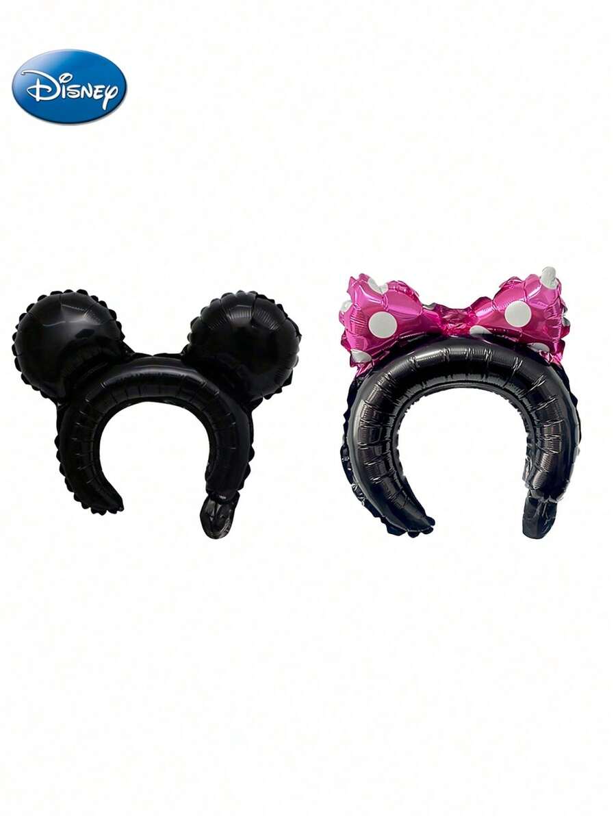 Disney 2pcs Officially Licensed Mickey Minnie Hairband Shape Balloon Cosplay Dress Up Cartoon Character Birthday Party Supplies Graduation Dinner Theme Banquet Decoration Photo Supplies Christmas Halloween Gifts - Black - View 1
