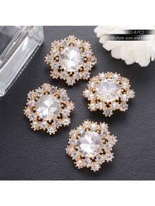 4 件套多色多尺寸水钻镂空经典金属纽扣，DIY 装饰外套、夹克、缝纫用品、服装配饰 - 彩色 - 查看 23