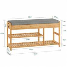 SoBuy FSR47-N Shoe Bench With Seat And Drawers Wardrobe Bench Shoe Rack Bench Bamboo W X H X D Approx. 90 X 45 X 30 Cm - Khaki - View 3