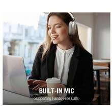 28Hours Playtime Over Ear White Bluetooth Headphones Wireless And Wired Beas Youth Student TV Headphone With Microphone Type-C Charging For Android Phone - 銀色 - 查看 5