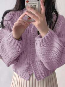 Chaqueta de punto de estilo perezoso y suave de atmósfera de ocio de otoño e invierno EAVA