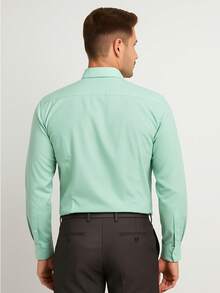 Men's Long Sleeve Dress Shirt Office Casual Good Quality Slim Fit With Spandex Day - 綠色 - 查看 2