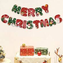 طقم لافتة عيد الميلاد السعيد، ديكور رجل الثلج وسانتا كلوز، إكليل شجرة عيد الميلاد والرنة، لافتة عيد الميلاد السعيد للجدران والنوافذ، مستلزمات حفلة عيد الميلاد