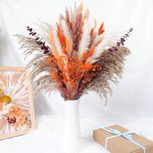 58pcs Natural Pampas Grass Mix Bouquet | Dried Pampas Bouquet For Wedding Boho Flowers Home Table Decor Desk Decor, Rustic Farmhouse Decor - Nhiều màu - Xem 2