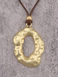 1 件简约扭曲圆形吊坠长项链，高端小众串珠颈链，男女通用情侣项链，中东风格金银色配饰，适合日常约会，送给女朋友/男朋友的礼物 - 蠟繩 - 查看 13