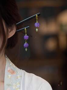 Two Bohemian Wooden Lily Of The Valley Hairpins Are Suitable For Women, With Teeth Shaped Into A Ponytail At The Back Of The Head And Sweet And Lovely Hairpins. The Side Clip Of The Hairpin Is Fresh Country Style, Bun Extension, Hair Bun Maker, Bun Hair Piece, Hair Styling Pins, Bobby Pins