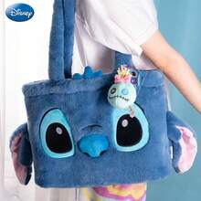 1PC Disney Officially Licensed Stitch Bag Cute Plush Bag Cuddly Toy Collectible Packs Purse Zipper Cosmetic Bag For Casual Work Shopping Commute Party School Season Present To Best Friends Students Classmates Couples