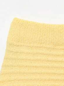 Women's Fashionable Fringe Decor Plaid Casual Knit Skirt, Spring/Summer - Yellow - View 5