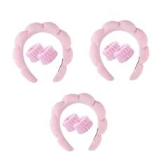 Conjunto de 5 faixas de cabeça para lavar o rosto, esponja para maquiagem, cuidados com a pele, faixa de cabeça de tecido felpudo, bolha macia, faixa de cabelo para mulheres e meninas, acolchoada e antiderrapante, acessório para cabelo grosso, volta às aulas