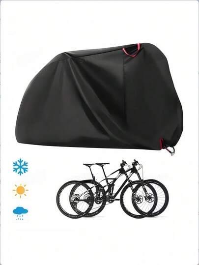 1pc Oxford Cloth Waterproof Dustproof Rainproof Cover, Outdoor Bicycle Cover Suitable For 2 Bicycles, Waterproof, Anti-UV, Dustproof, Windproof, With Lock Hole, Fit For Mountain Bike, Road Bike And Electric Bicycle