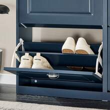 SoBuy Shoe Cabinet With 4 Flaps, Shoe Rack, Shoe Tipper With 8 Storage Compartments, Shoe Chest, Shoe Storage, White, BHT Approx. 105x82x24cm, FSR79-W - 藍色 - 查看 7