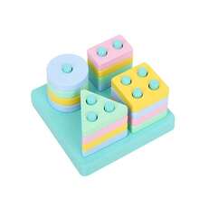 5件蒙特梭利感官玩具，有助于提升感知力、专注力和视觉训练。适用于幼儿园和学龄前儿童的教育材料。桌面游戏玩具，适合2-4岁男孩和女孩，是很棒的生日礼物。木制学习拼图，适合幼儿和学龄前儿童，包含形状分类玩具。 - 彩色 - 查看 12