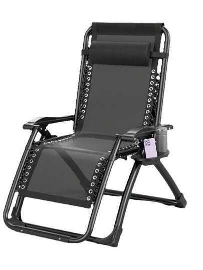 Poltrona reclinabile pieghevole, robusta e durevole per ufficio, pisolino, patio, relax, convertibile da seduta a sdraiata